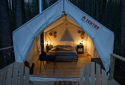 tentrr camping tent at night